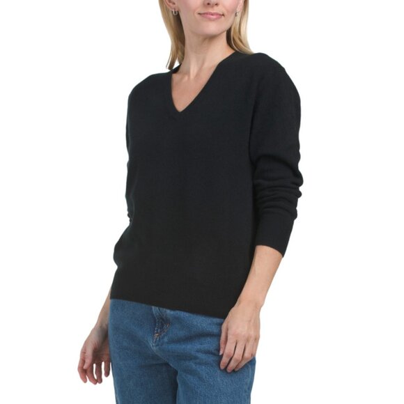 NAADAM Black Cashmere V-neck Pull Over Sweater - Picture 1 of 2